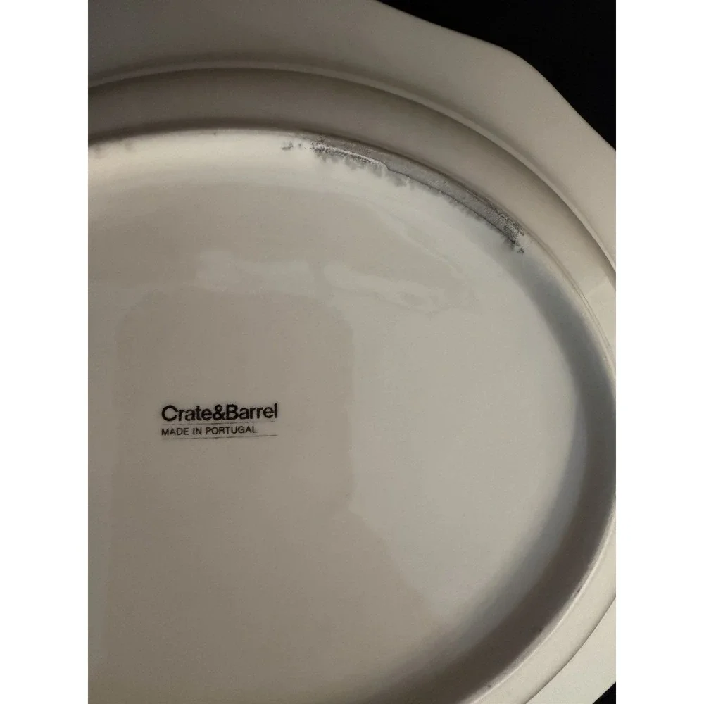 Crate and Barrel Evette 12 Large Oval Salad Serving Bowl Made In Portugal